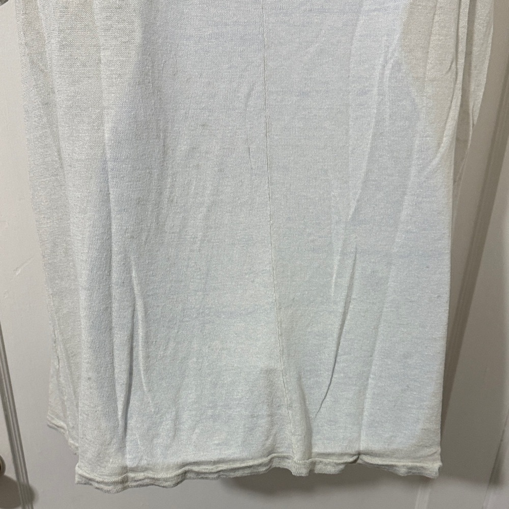 Eileen Fisher Tri-Blend Cream-Gray V-Neck Short Sleeve Top - Picture 10 of 15